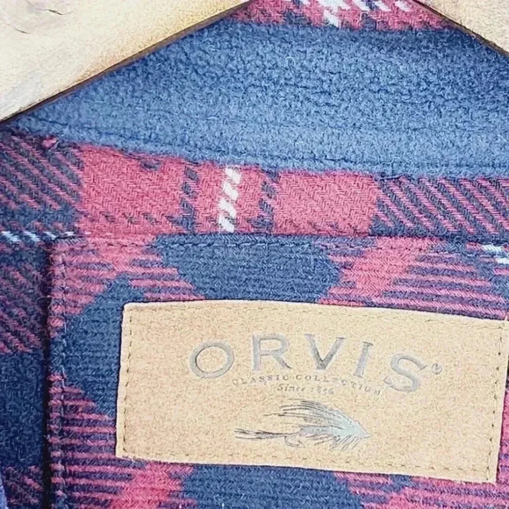 Excellent Orvis Men's L Flannel Button down Shirt‎ Jacket Plaid 9245 - Picture 4 of 9